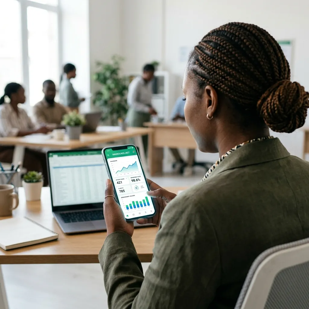Visualização da carteira de clientes e contratos de crédito no smartphone